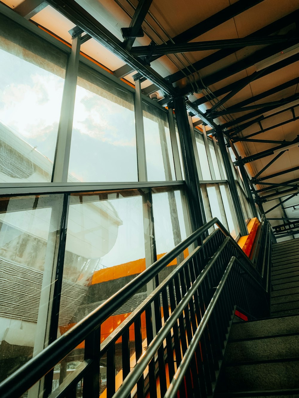 a set of stairs leading up to a window