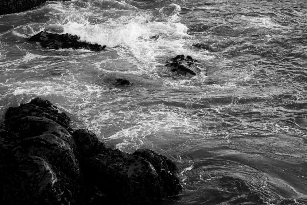 a black and white photo of a body of water