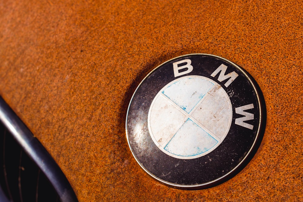 a close up of a bmw emblem on a car