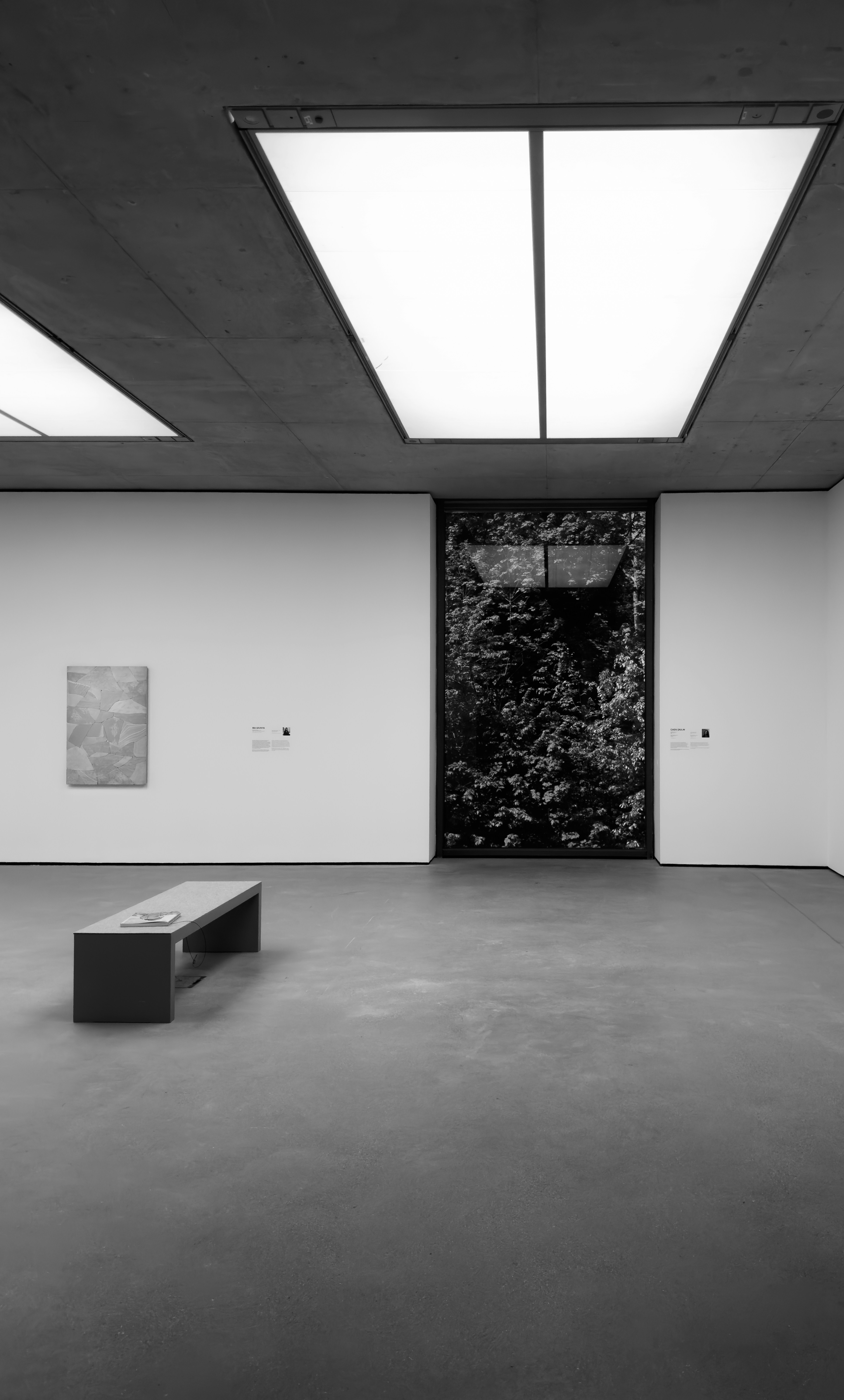 Una foto in bianco e nero di una stanza vuota