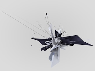 Abstract 3D structure with sharp angles against a black background, symbolizing complex problem-solving.