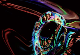 Abstract hacker avatar silhouette lit by glowing cyberpunk terminals and subtle particle effects.