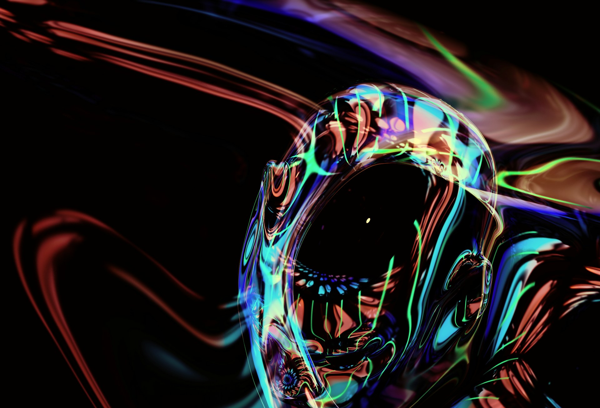 An abstract AI model interface with holographic biological data points and dynamic graphs, glowing in electric blue and green hues.