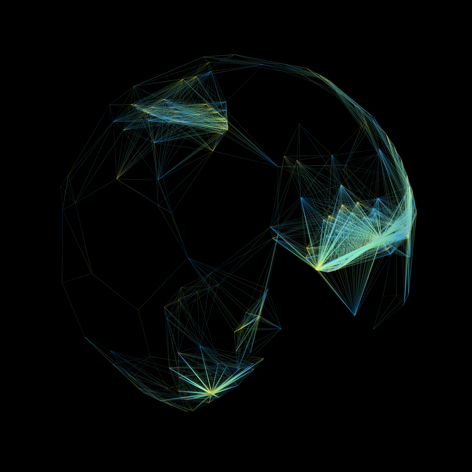 Esfera luminosa abstracta sobre fondo negro