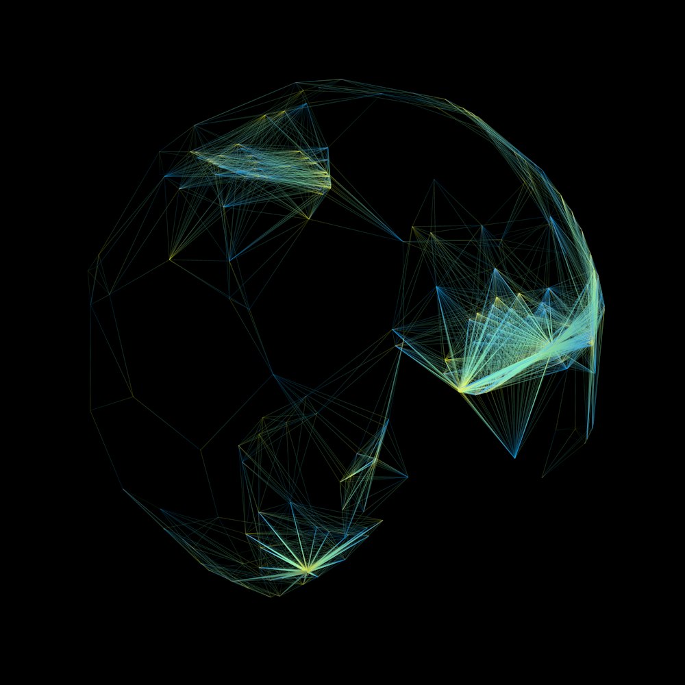 an abstract image of a sphere on a black background