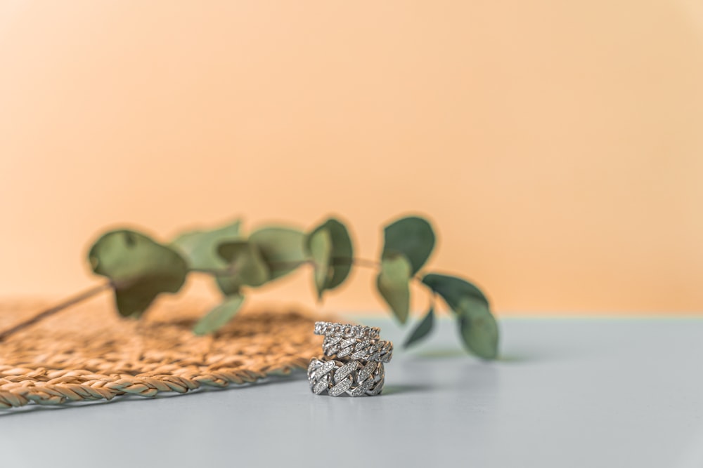 a couple of rings sitting on top of a table