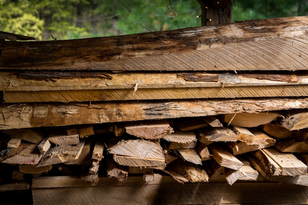 a pile of wood sitting on top of a pile of logs