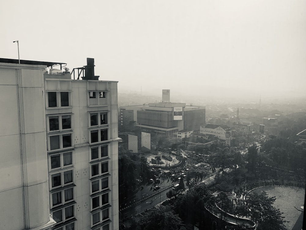 a black and white photo of a city