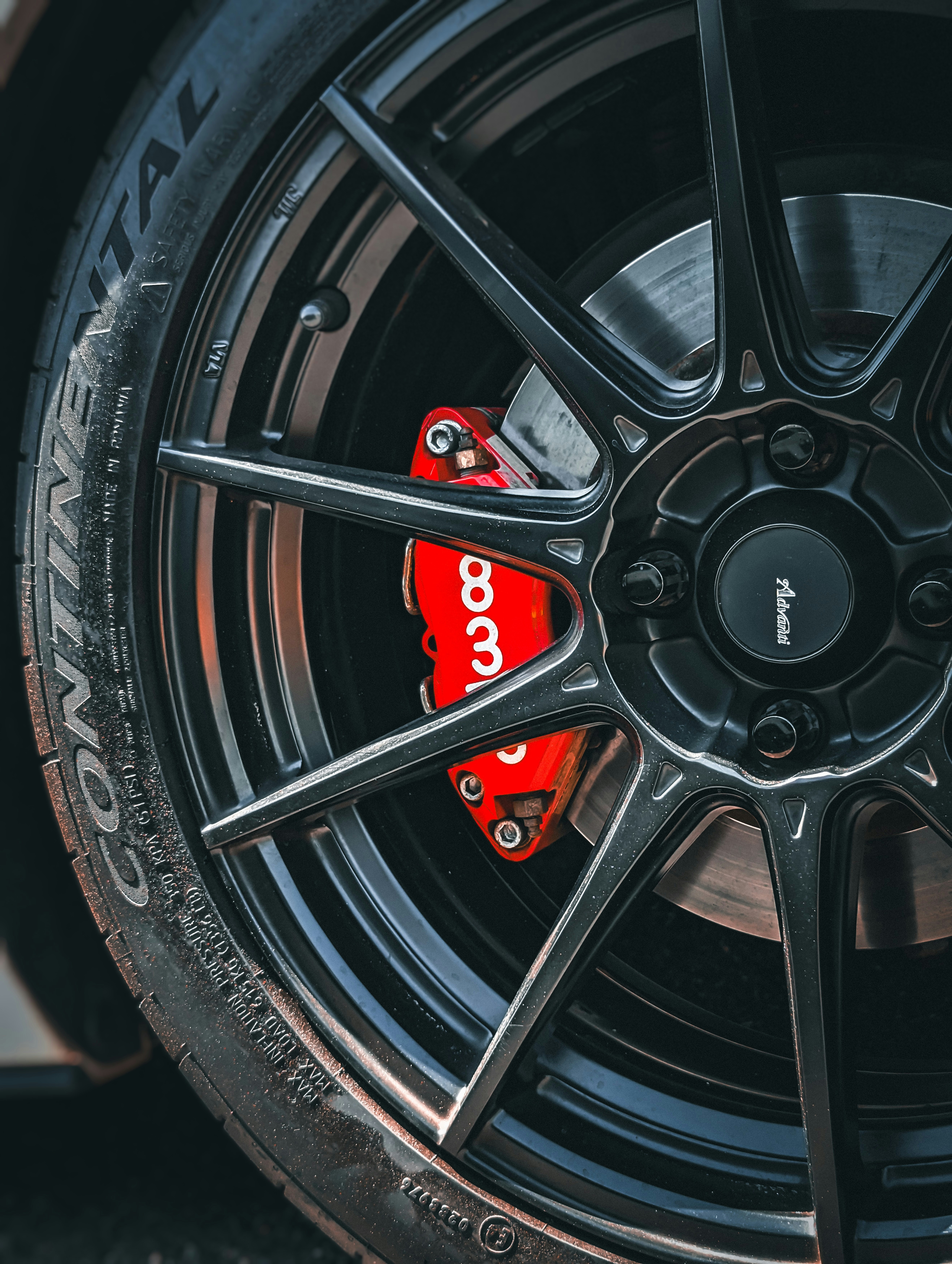 a close up of a tire on a car