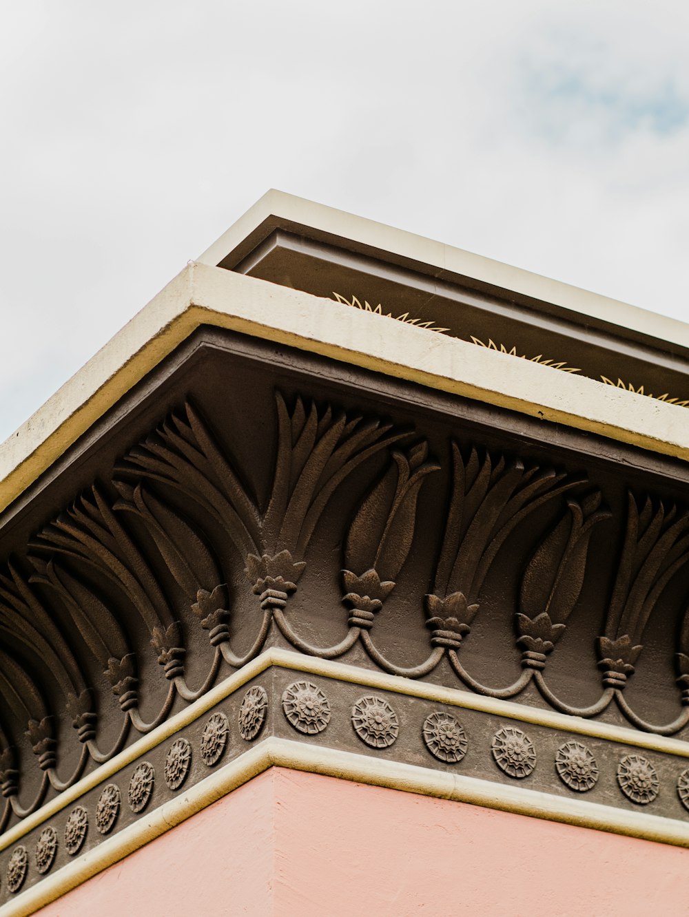 a close up of the top of a building