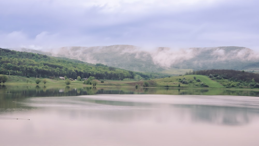 a large body of water surrounded by mountains