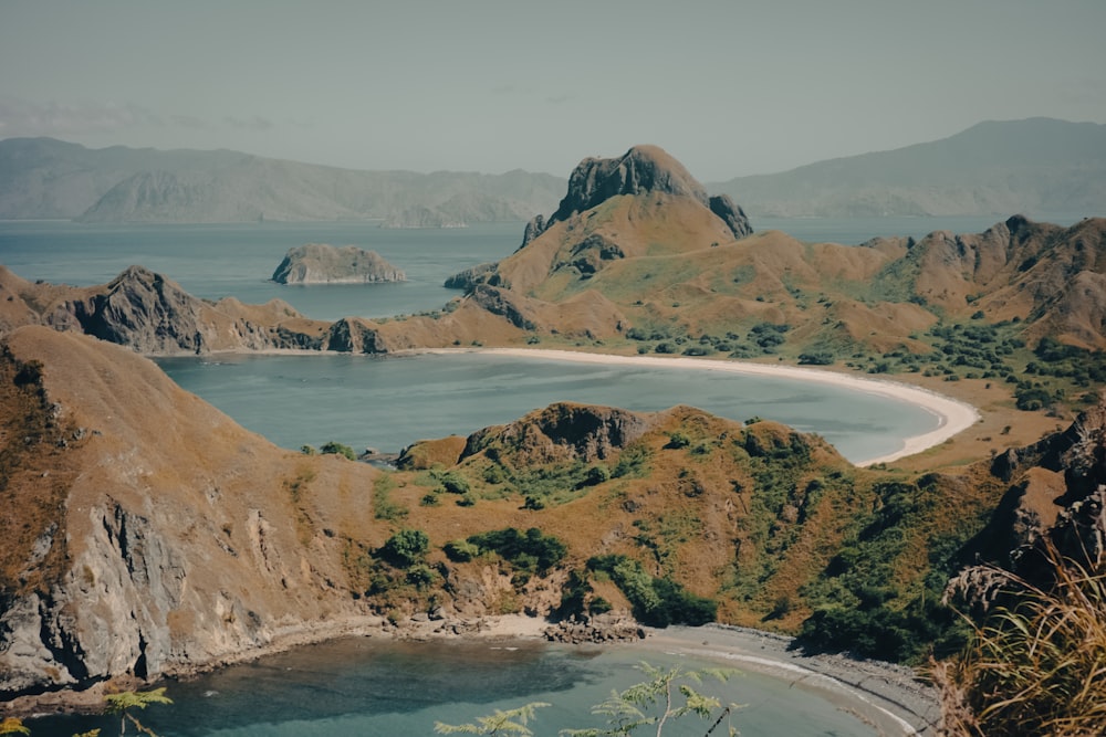 a large body of water surrounded by mountains