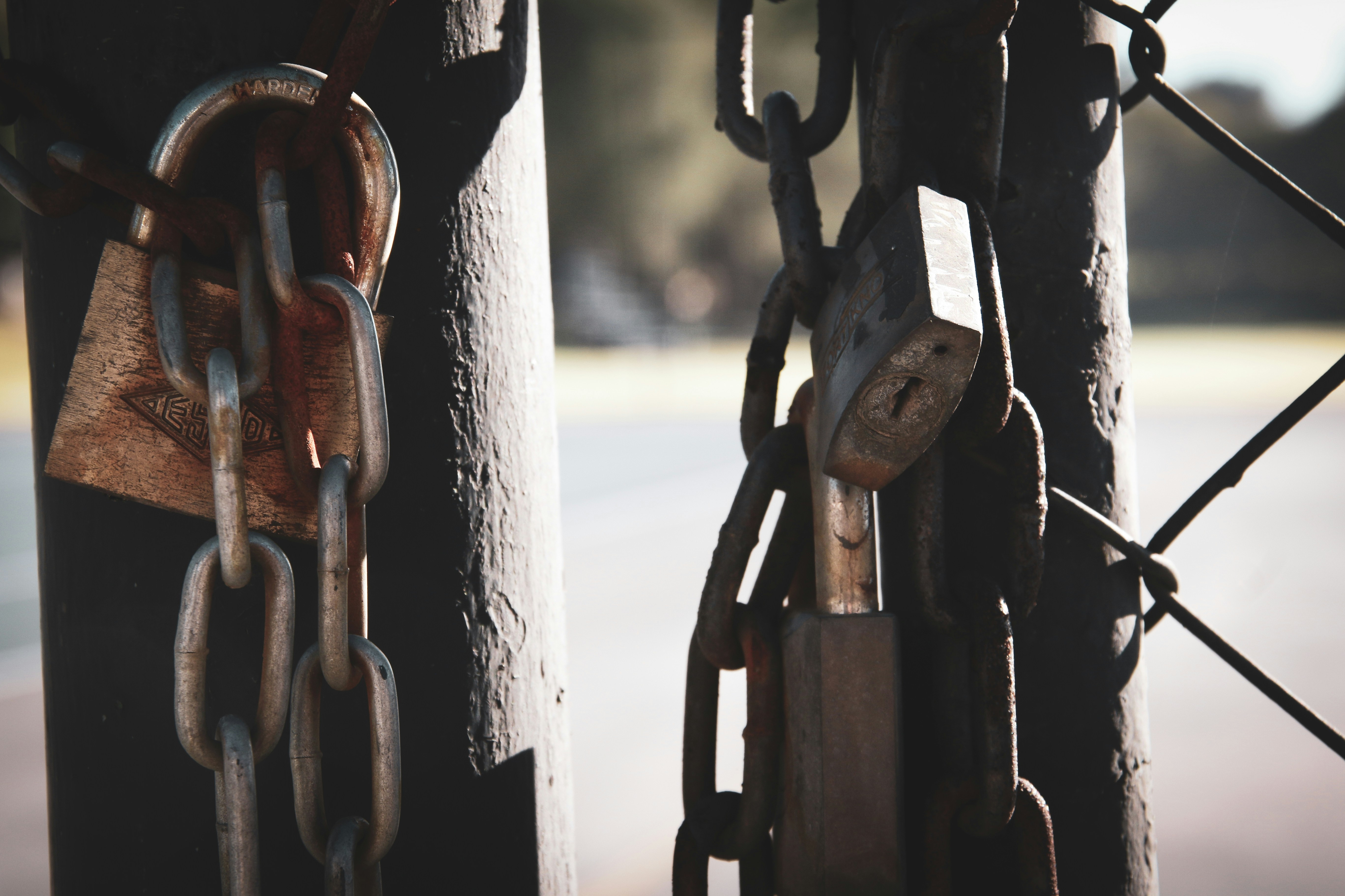 a close up of a chain link fence