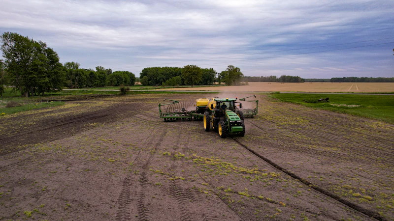 Farm machinery in a field