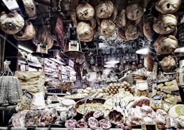 An inviting online store interface showcasing premium meat, bread, and sauces.