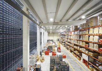 a large warehouse filled with lots of boxes