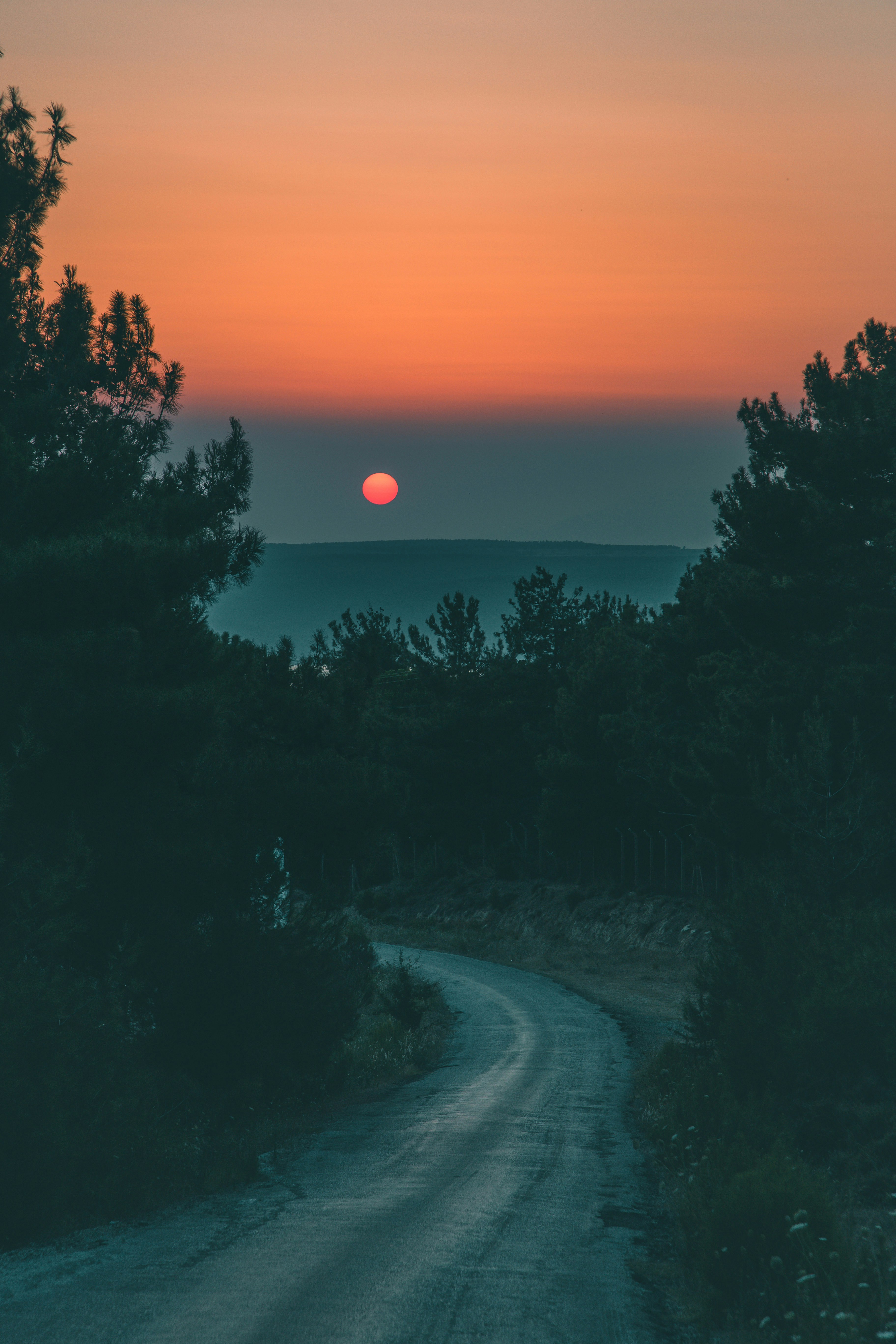 The sun is setting over a dirt road photo – Free Huzur Image on Unsplash