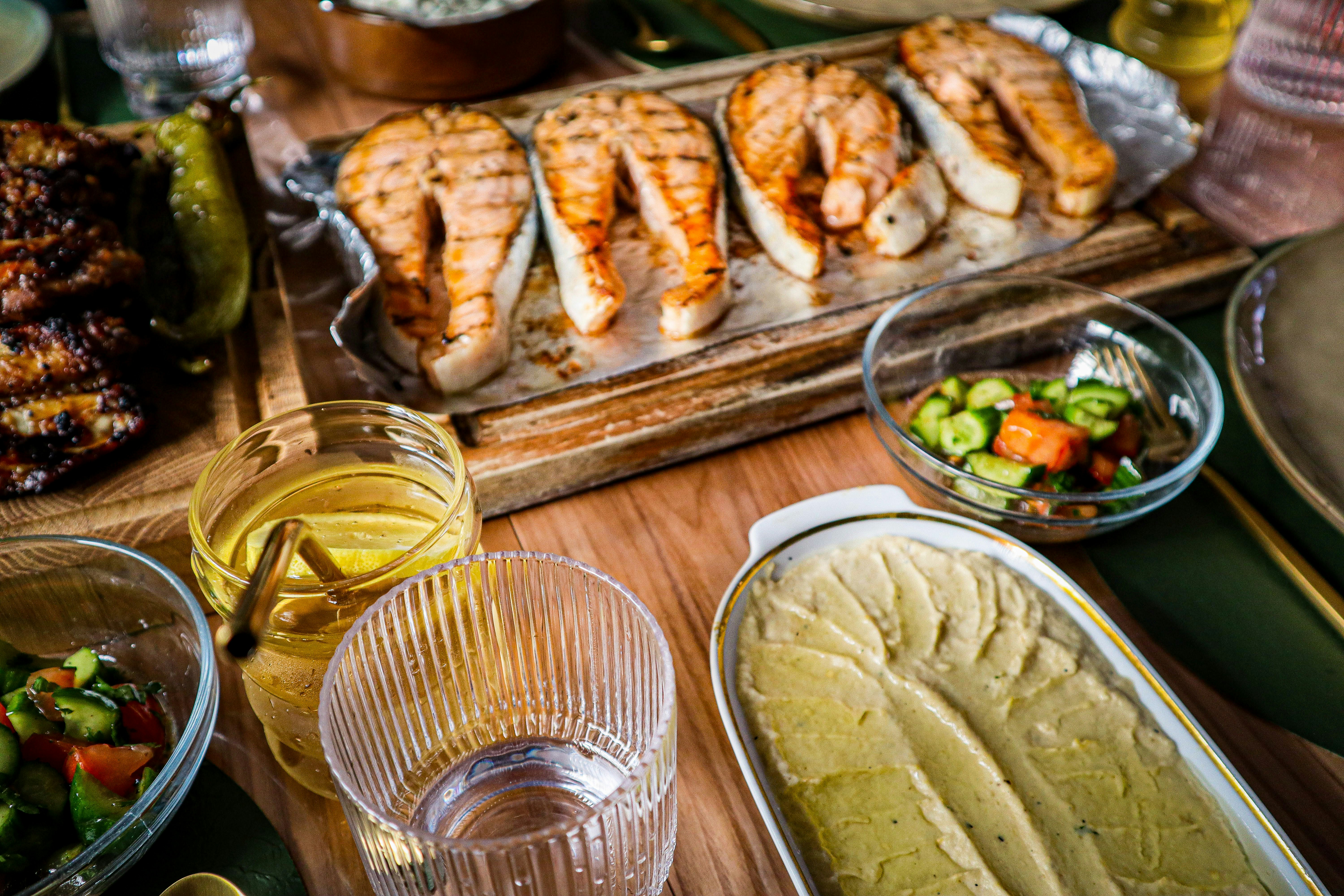 a bunch of food that is on a table