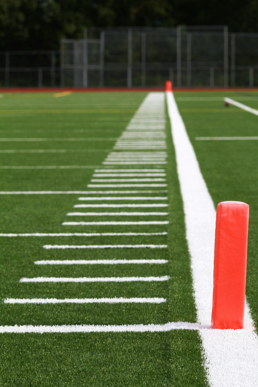 a football field with a line painted on it