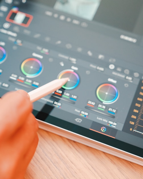 a close up of a person using a tablet