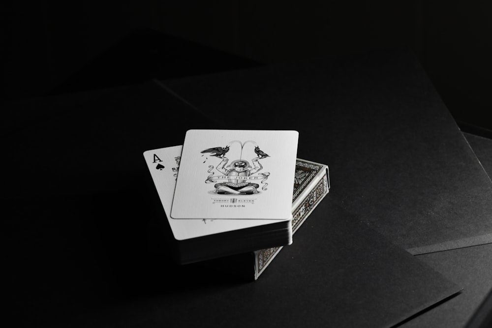 a deck of cards sitting on top of a table