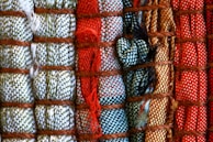 A close-up of fabric textures in different colors.