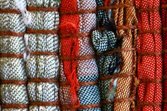 A close-up of fabric textures in different colors.