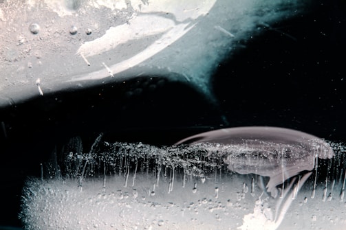 A striking mixed media piece contrasting warmth and coldness.