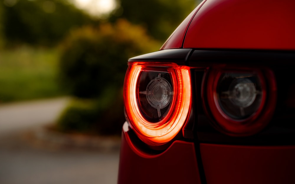 a close up of a car's tail lights