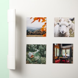 Custom photo magnet with family smiling