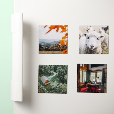 Custom photo magnet with family smiling