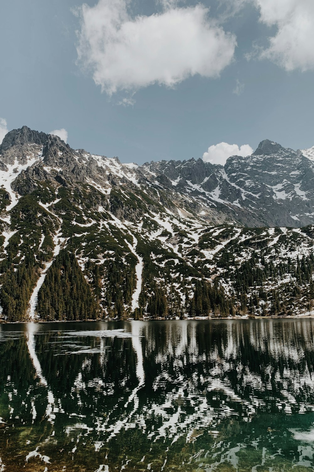 a mountain range with a body of water in front of it