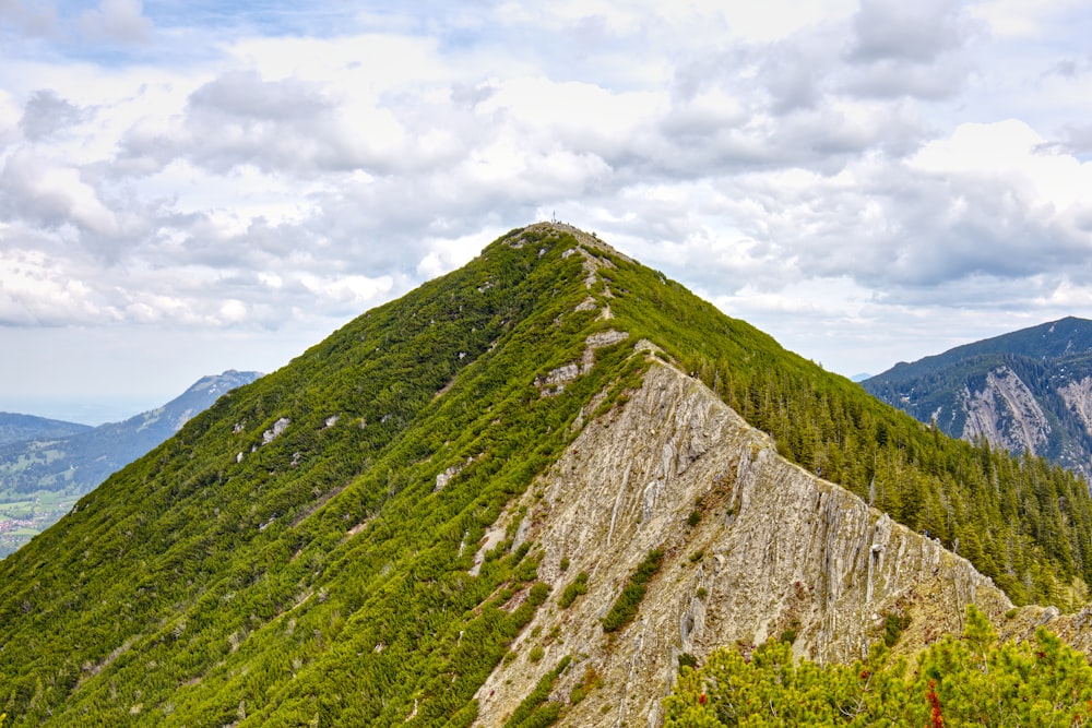 a very tall mountain with a lot of trees on top of it