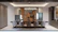 Modern dining room set with sleek lines and warm wood tones.