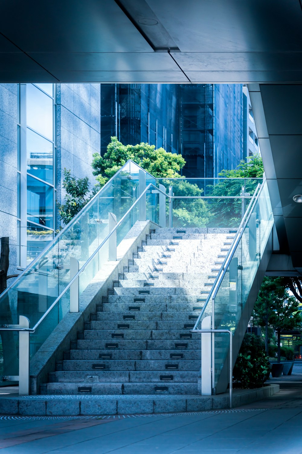 a set of stairs leading up to a building