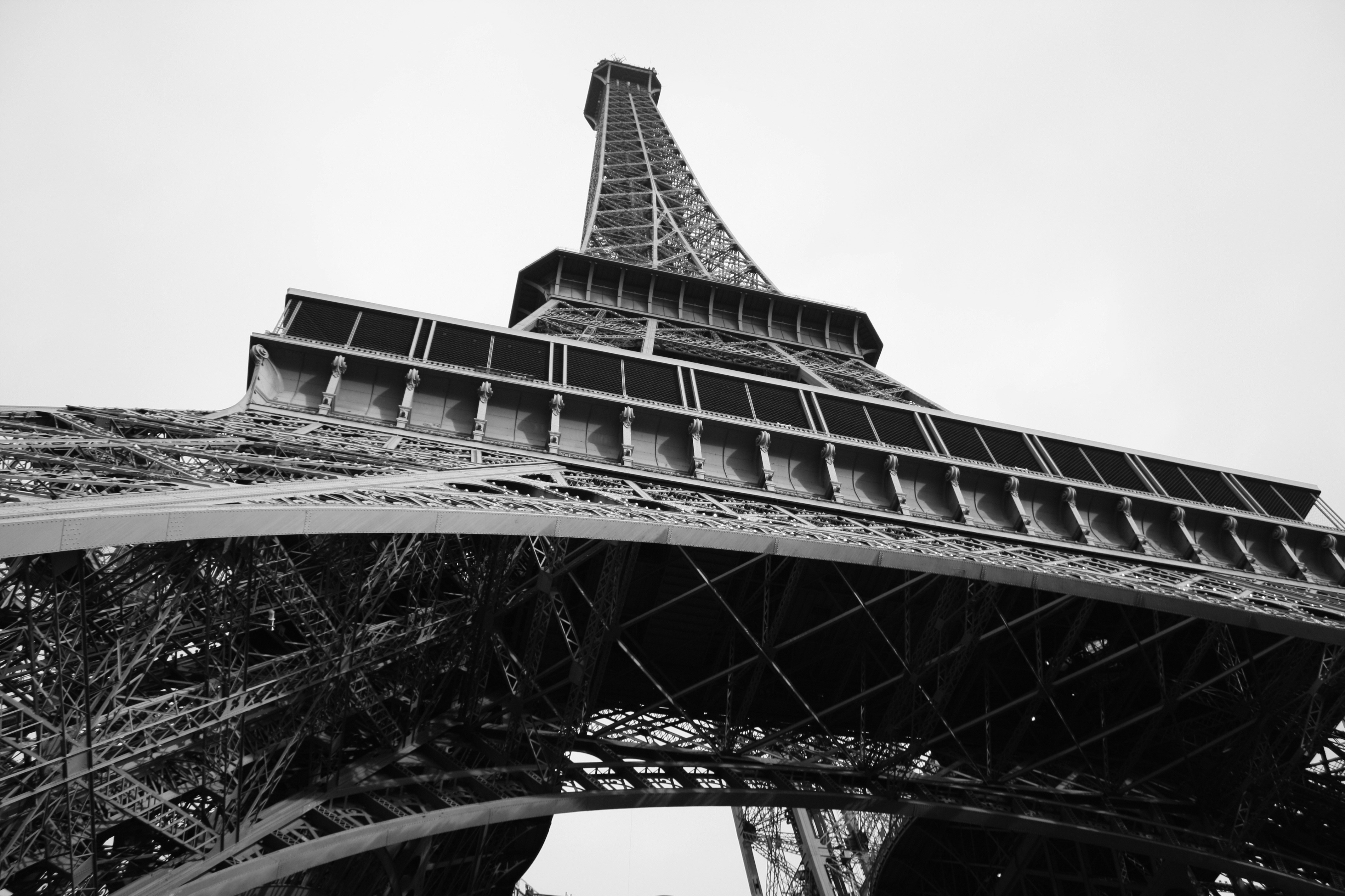 View of the eiffel tower from below in front
