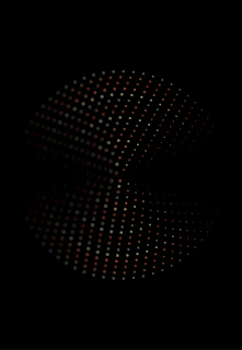 a black background with orange dots