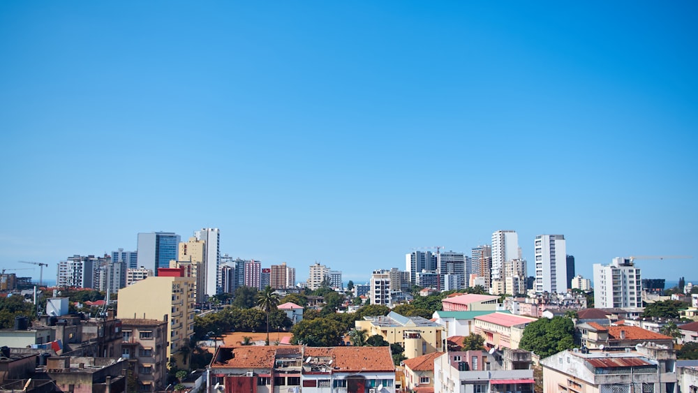 a view of a city with tall buildings