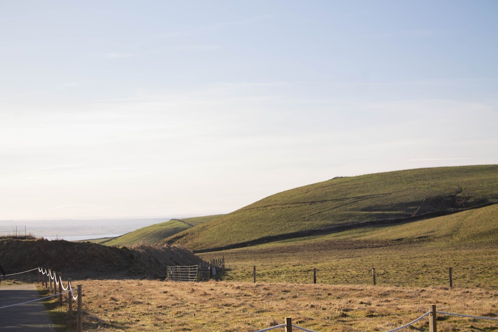 a view of a road in the middle of a field