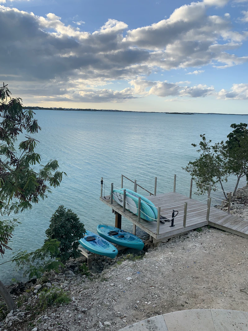 Kayaks on a quiet beach in Providenciales, Turks and Caicos