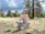 A peaceful man sitting outdoors with eyes closed in prayer, surrounded by nature.