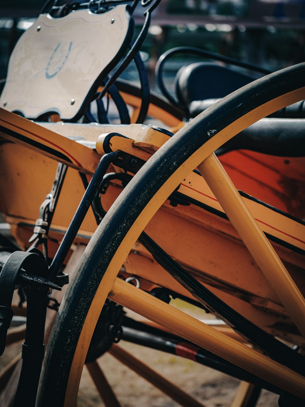 a close up of a horse drawn carriage