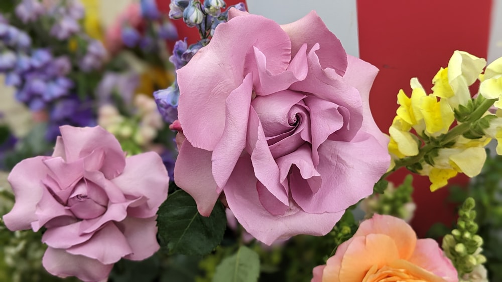 a bunch of flowers that are in a vase