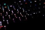 Close-up of a gaming keyboard with colorful backlighting.