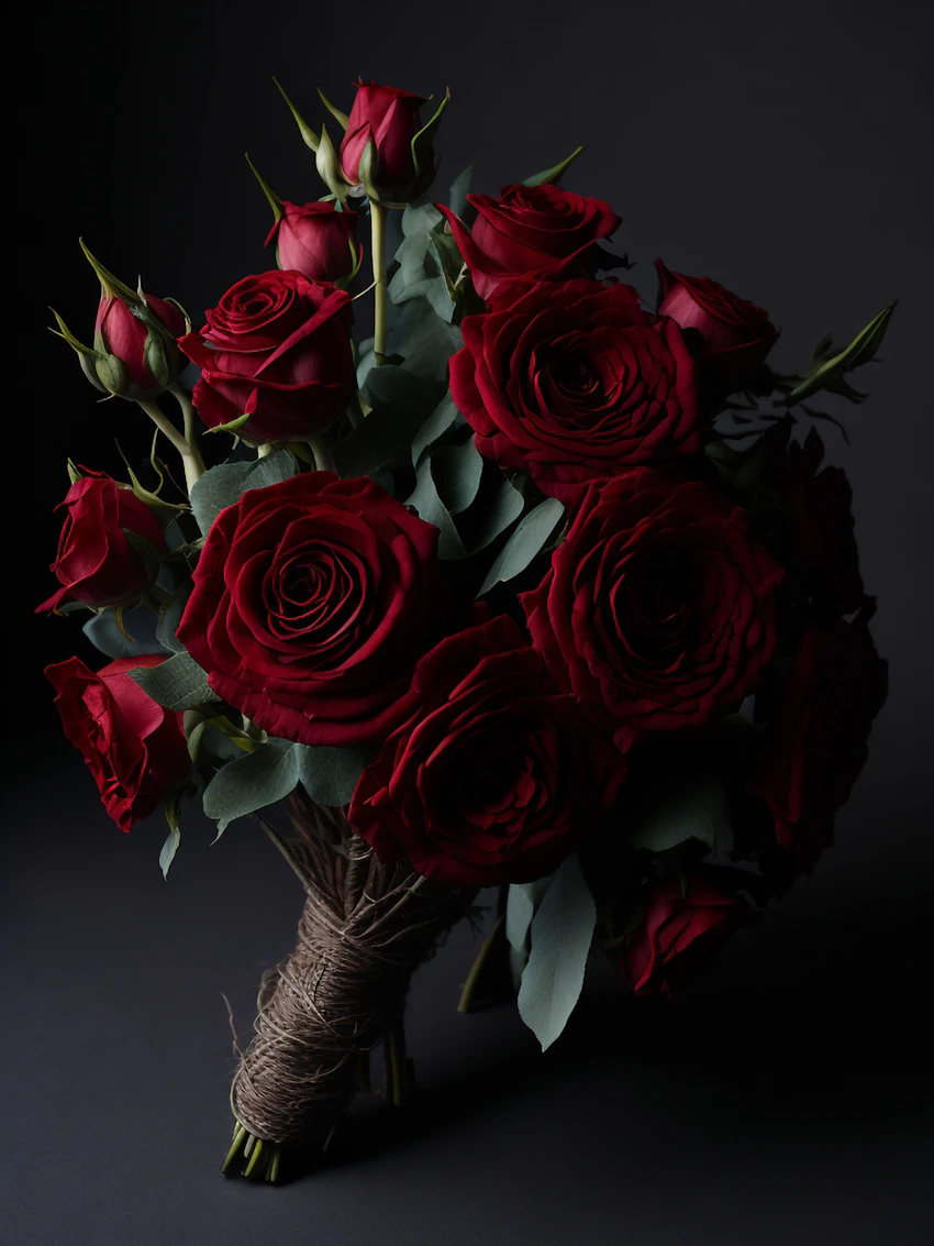 A romantic bouquet of red roses