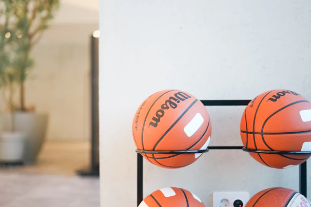 Basketball equipment displayed neatly in the sukabasket store