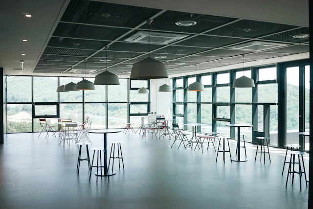 Perimeter Bar Seating — commercial cafeteria & pantry interior design