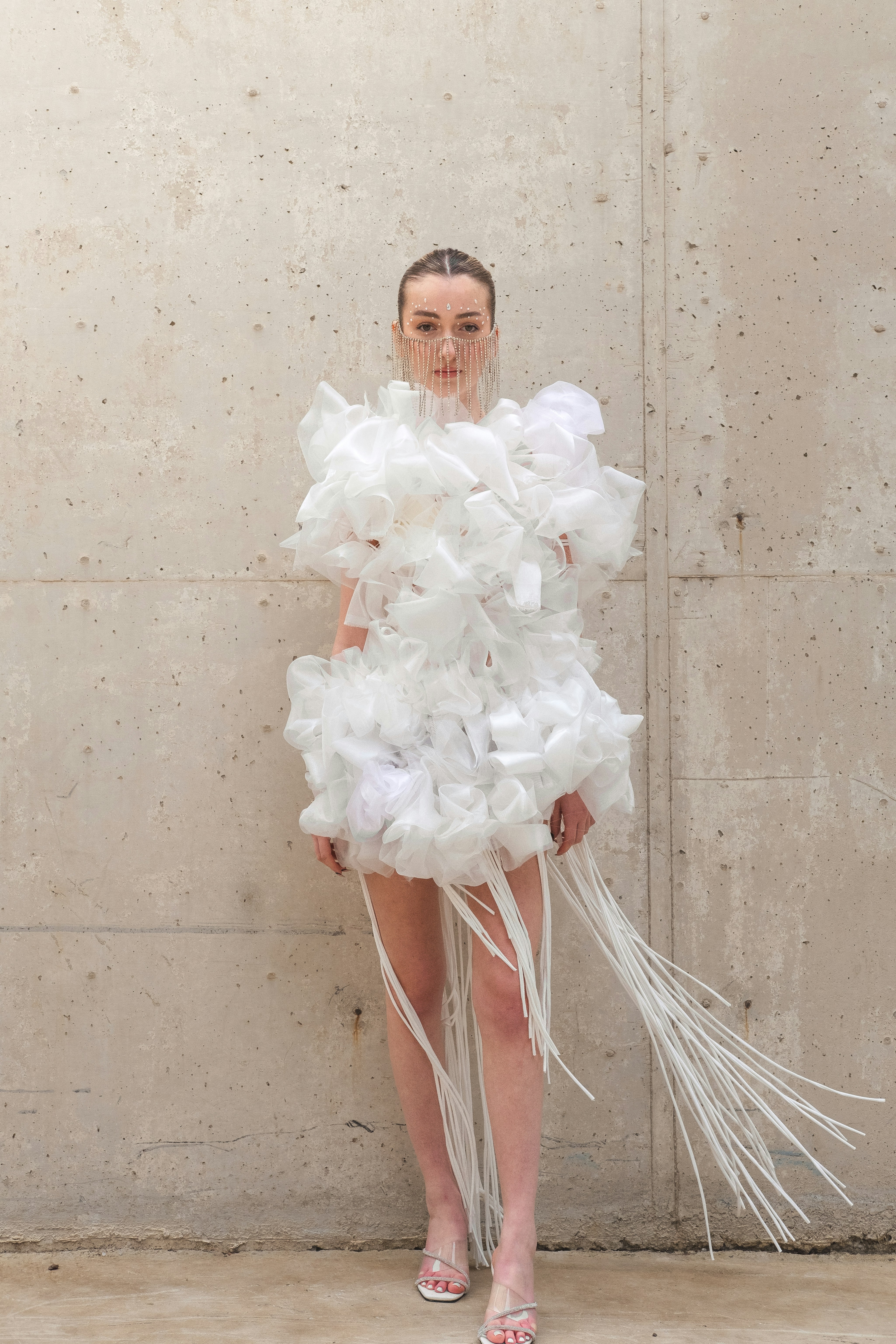 Avant-garde White Sculptural Dress