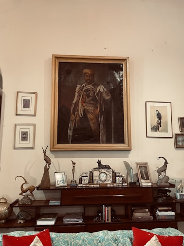 A serene living room featuring elegant wall décor.