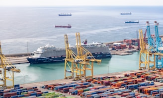 a large ship in a large body of water